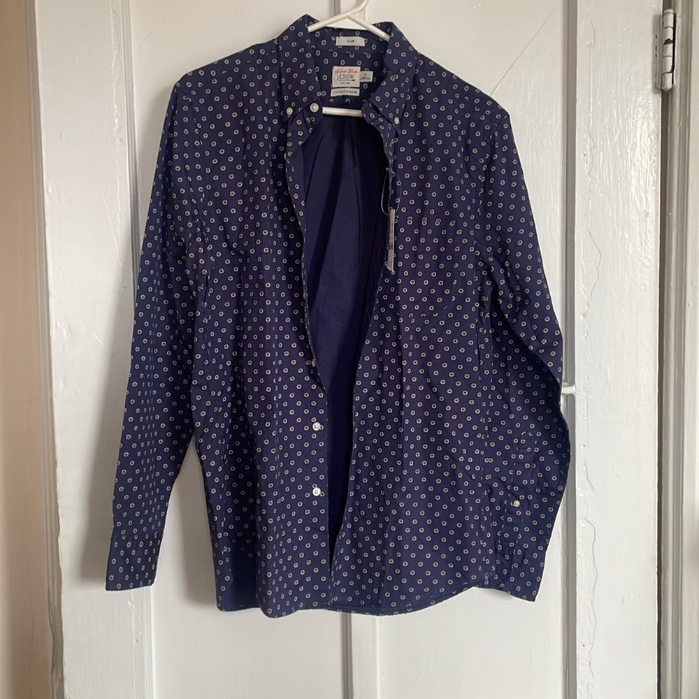 Button down, long-sleeved shirt